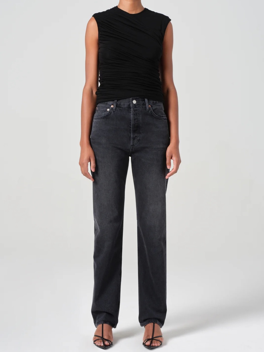 90'S PINCH WAIST HIGH RISE STRAIGHT LONG (WEIGHTLESS)